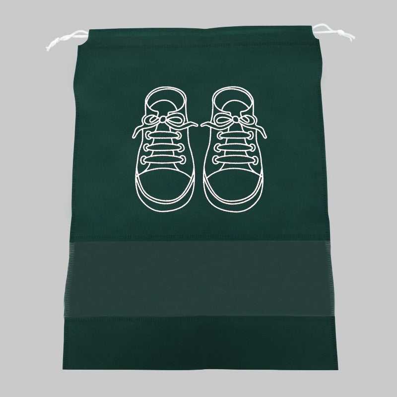 Sac depozitare incaltaminte, pentru voiaj sau depozitare, rezistent la praf, compatibil cu masina de spalat, 27 x 36 cm, verde inchis-1