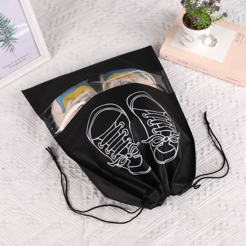 Sac depozitare incaltaminte, pentru voiaj sau depozitare, rezistent la praf, compatibil cu masina de spalat, 27 x 36 cm, negru-1