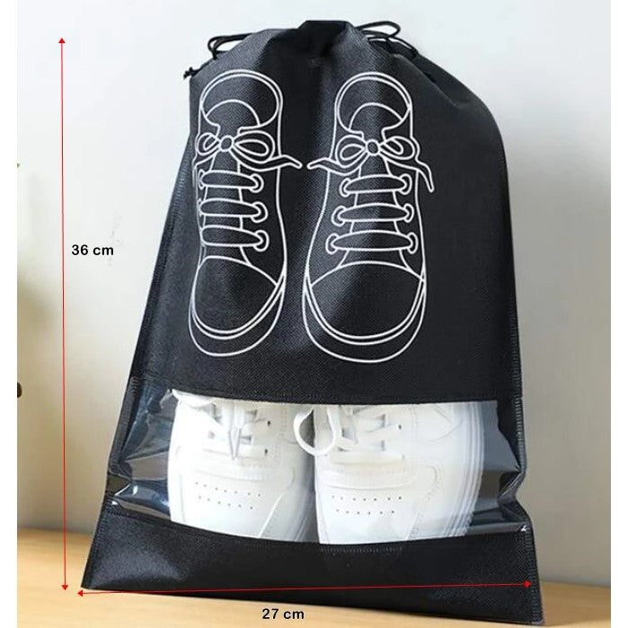 Sac depozitare incaltaminte, pentru voiaj sau depozitare, rezistent la praf, compatibil cu masina de spalat, 27 x 36 cm, negru-2
