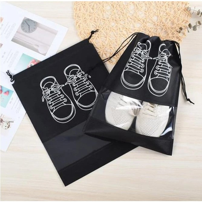 Sac depozitare incaltaminte, pentru voiaj sau depozitare, rezistent la praf, compatibil cu masina de spalat, 27 x 36 cm, negru-4