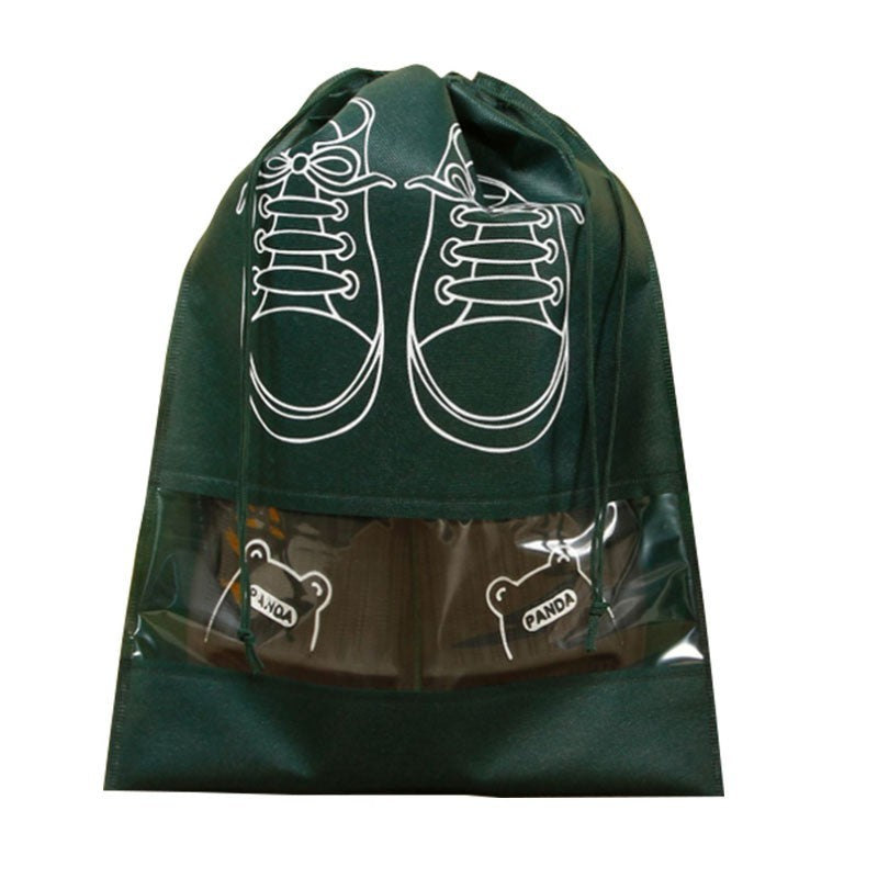 Sac depozitare incaltaminte, pentru voiaj sau depozitare, rezistent la praf, compatibil cu masina de spalat, 27 x 36 cm, verde inchis-3