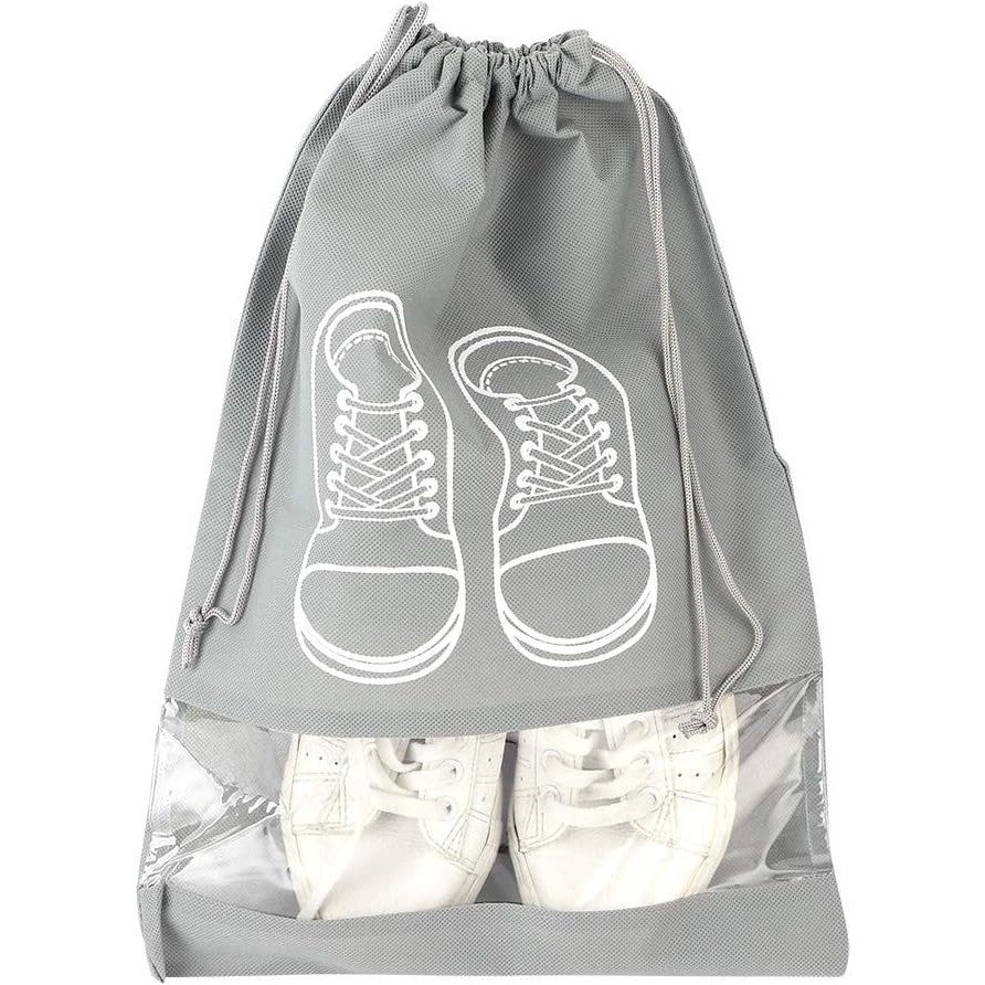 Sac depozitare incaltaminte, pentru voiaj sau depozitare, rezistent la praf, compatibil cu masina de spalat, 27 x 36 cm, gri deschis-8