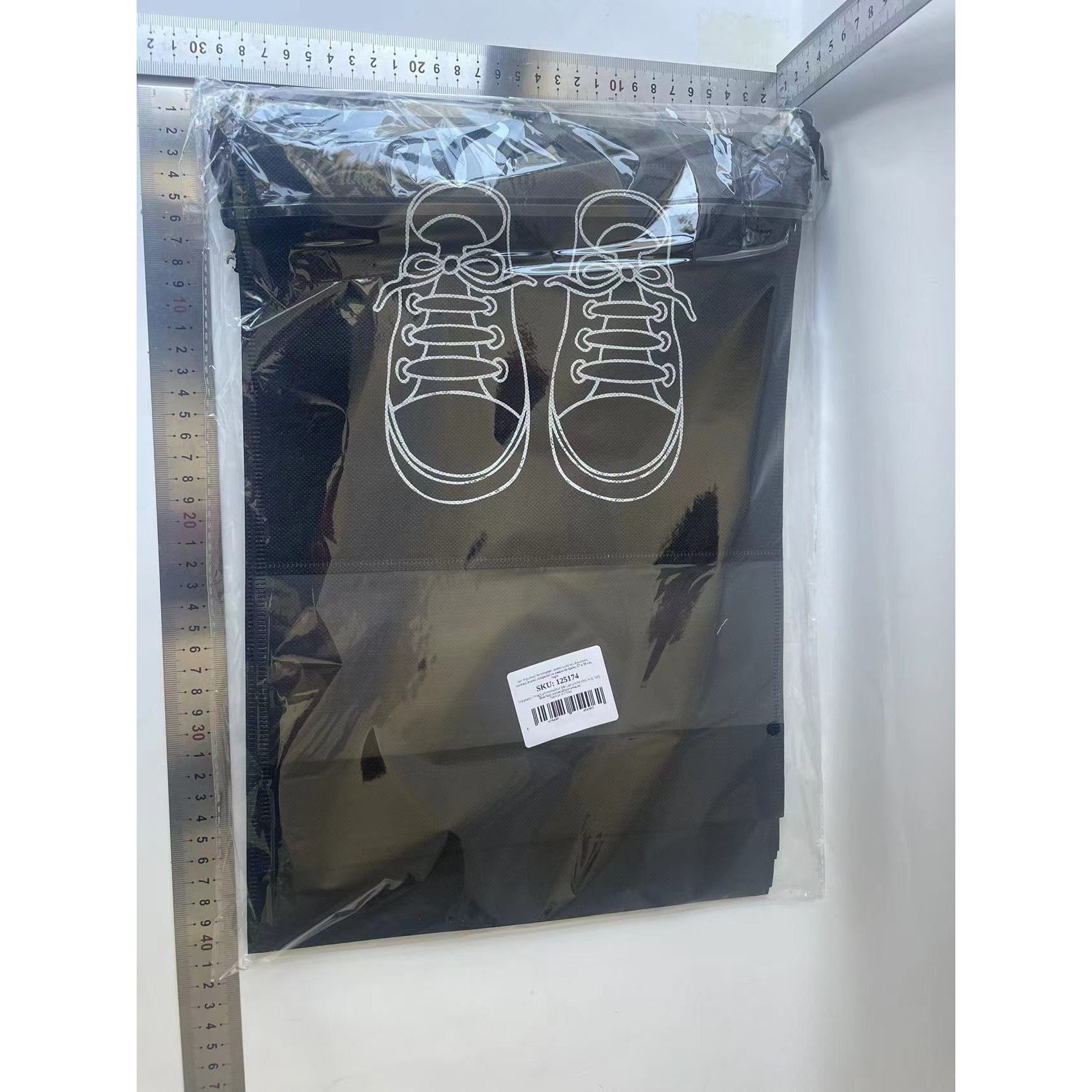 Sac depozitare incaltaminte, pentru voiaj sau depozitare, rezistent la praf, compatibil cu masina de spalat, 27 x 36 cm, negru-7