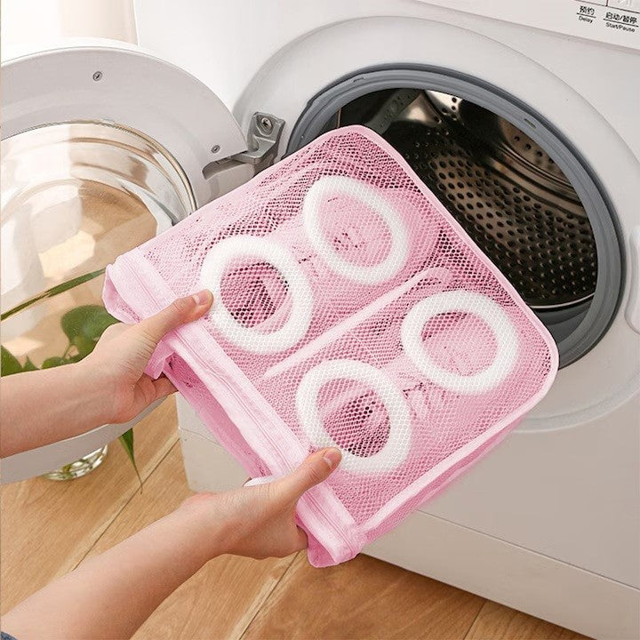 Sac pentru Spalare Incaltaminte, Flippy, pentru Masina de Spalat, 28x24.5x8 cm, Roz-1