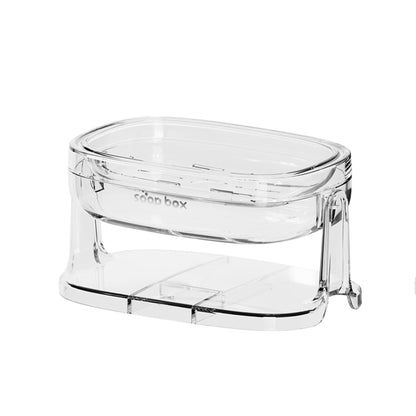 Savoniera cu Suport 2 in 1, Flippy, Pentru Perete sau Blat, PET, Scurgere Optima, Argintiu Transparent-4