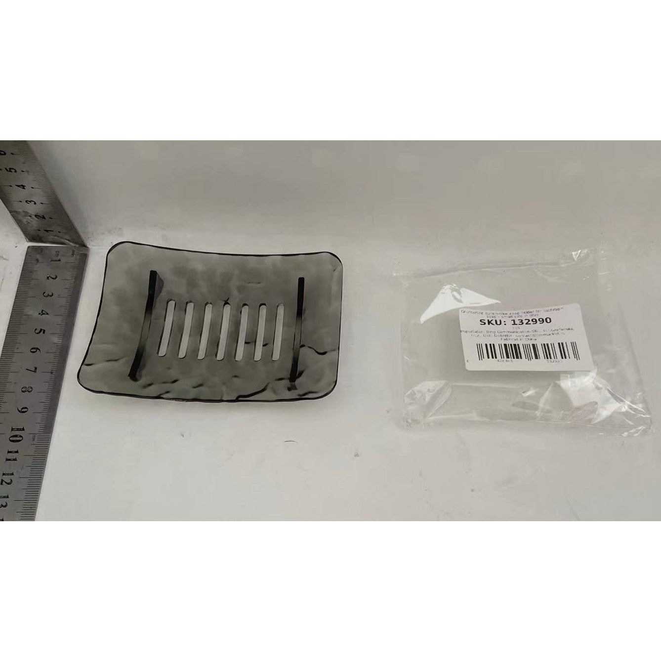 Savoniera din Plastic Flippy, 11 x 8 cm, cu Scurgere Apa, Design Modern, Gri-5