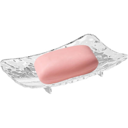 Savoniera din Plastic Flippy, 11 x 8 cm, cu Scurgere Apa, Design Modern, Transparent-3