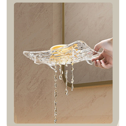 Savoniera din Plastic Flippy, 11 x 8 cm, cu Scurgere Apa, Design Modern, Transparent-5