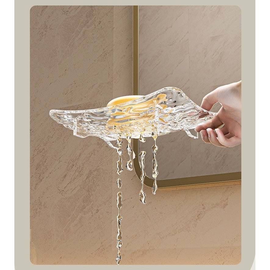 Savoniera din Plastic Flippy, 11 x 8 cm, cu Scurgere Apa, Design Modern, Transparent-5