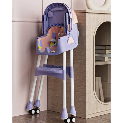 Scaun de Masa pe Roti pentru Copii, Flippy, 2 Tavite si Husa Detasabile, Multifuncțional, Stabil, Centura de Siguranta, Spatar Reglabil Moale, Balansoar, Cos de Depozitare, de la 6 Luni, Mov-5