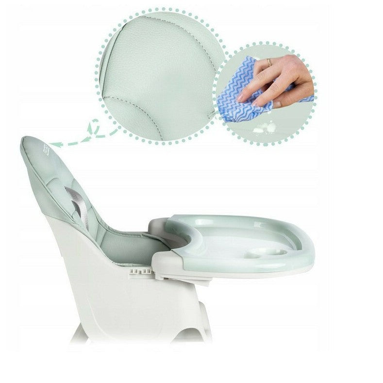 Scaun de Masa pentru Bebelusi si Copii, Flippy, cu Roti, Telescopic, Pliabil, Masuta Reglabila, Suport Picioare, Scaun cu Invelis Piele Artificiala, Centura Siguranta, Spatiu Depozitare, 97x73x65 cm, Verde-5