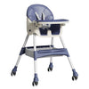 Scaun de Masa pentru Bebelusi si Copii, Flippy, cu Roti, Telescopic, Pliabil, Masuta Reglabila, Suport Picioare, Scaun cu Invelis Piele Artificiala, Centura Siguranta, Spatiu Depozitare, 97x73x65 cm, Albastru-0