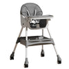 Scaun de Masa pentru Bebelusi si Copii, Flippy, cu Roti, Telescopic, Pliabil, Masuta Reglabila, Suport Picioare, Scaun cu Invelis Piele Artificiala, Centura Siguranta, Spatiu Depozitare, 97x73x65 cm, Gri-0