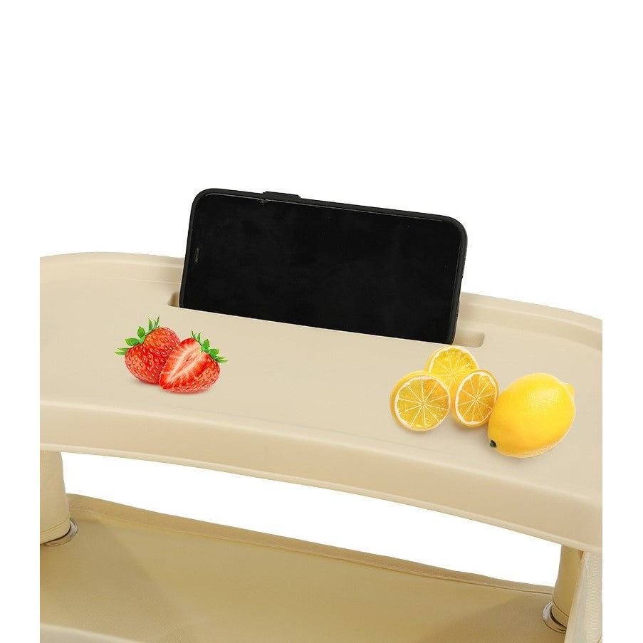 Scaun de Masa pentru Bebelusi si Copii, Flippy, Tavita si Husa Detasabile, Multifuncțional, Stabil, Centura de Siguranta, Cos de Depozitare, Bej, cu Umbrela Roz, de la 6 Luni-6