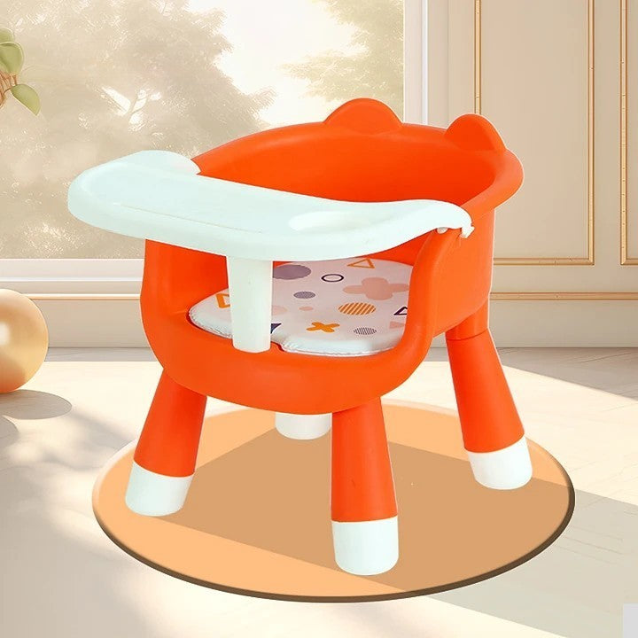 Scaun de Masa pentru Copii, Flippy, 2 in 1, Tavita Detasabila, Spatar Ergonomic, +6 Luni, Inaltime 36 cm, Portocaliu-1
