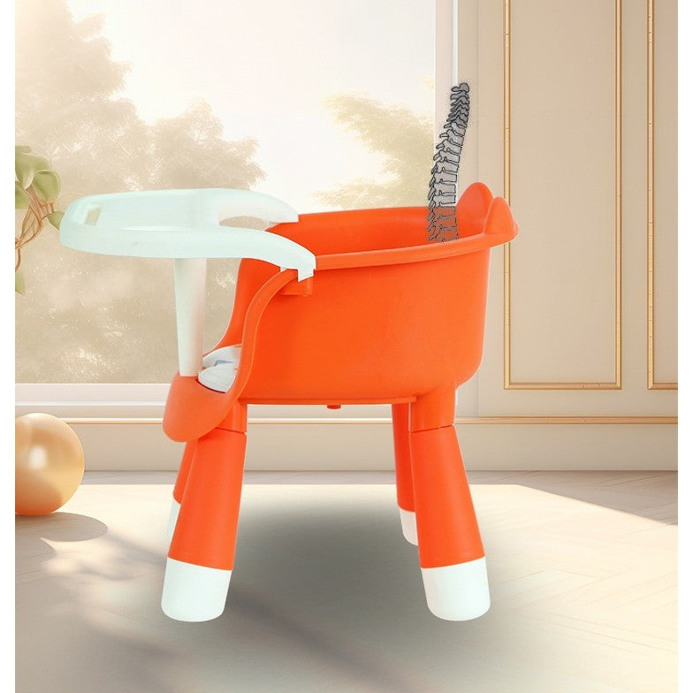Scaun de Masa pentru Copii, Flippy, 2 in 1, Tavita Detasabila, Spatar Ergonomic, +6 Luni, Inaltime 36 cm, Portocaliu-2