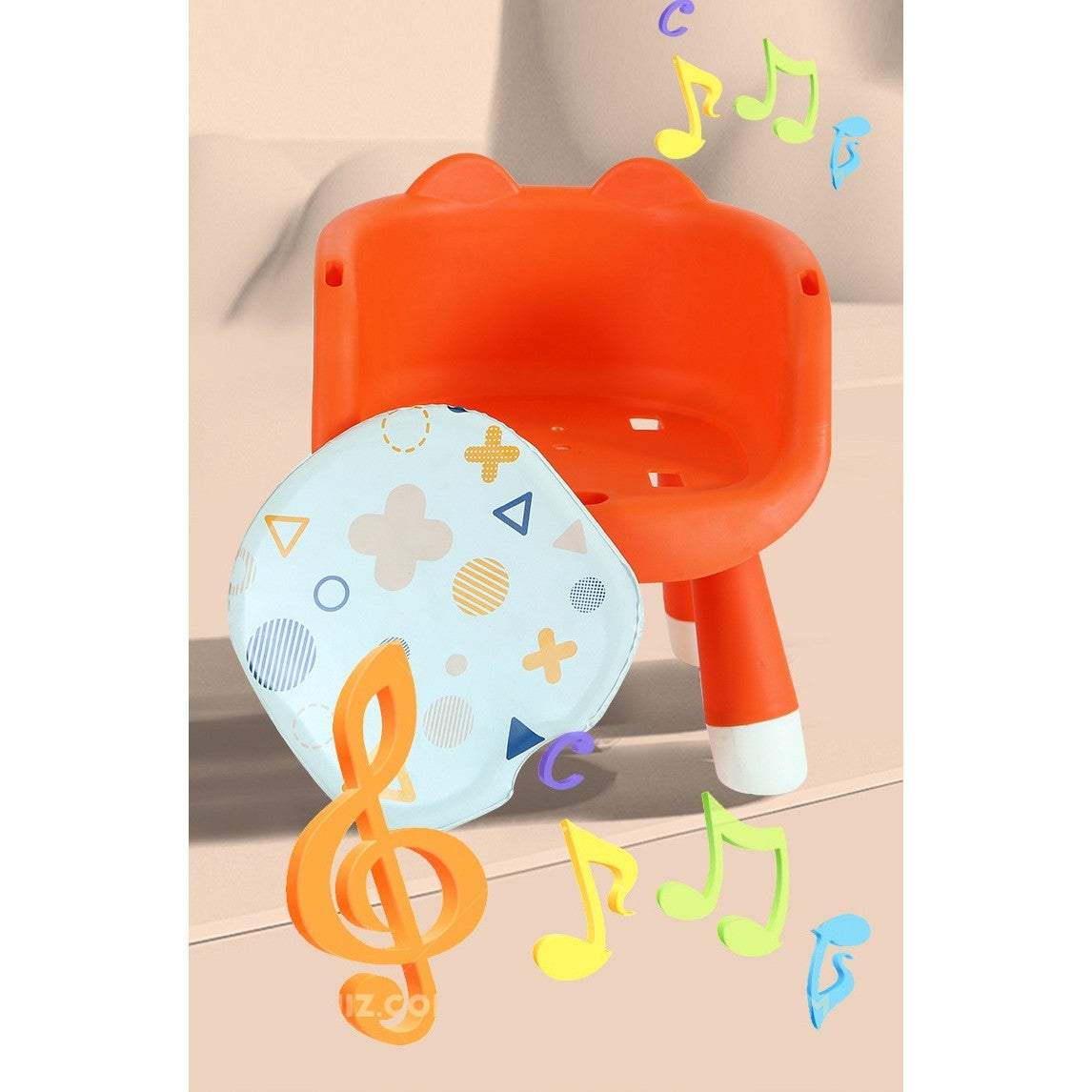 Scaun de Masa pentru Copii, Flippy, 2 in 1, Tavita Detasabila, Spatar Ergonomic, +6 Luni, Inaltime 36 cm, Portocaliu-4