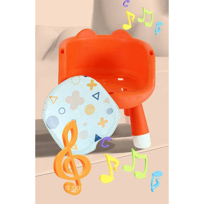 Scaun de Masa pentru Copii, Flippy, 2 in 1, Tavita Detasabila, Spatar Ergonomic, +6 Luni, Inaltime 36 cm, Portocaliu-4