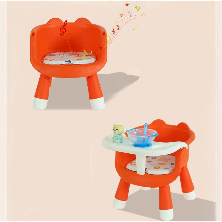 Scaun de Masa pentru Copii, Flippy, 2 in 1, Tavita Detasabila, Spatar Ergonomic, +6 Luni, Inaltime 36 cm, Portocaliu-5