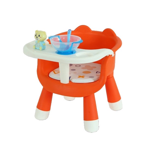 Scaun de Masa pentru Copii, Flippy, 2 in 1, Tavita Detasabila, Spatar Ergonomic, +6 Luni, Inaltime 36 cm, Portocaliu-0