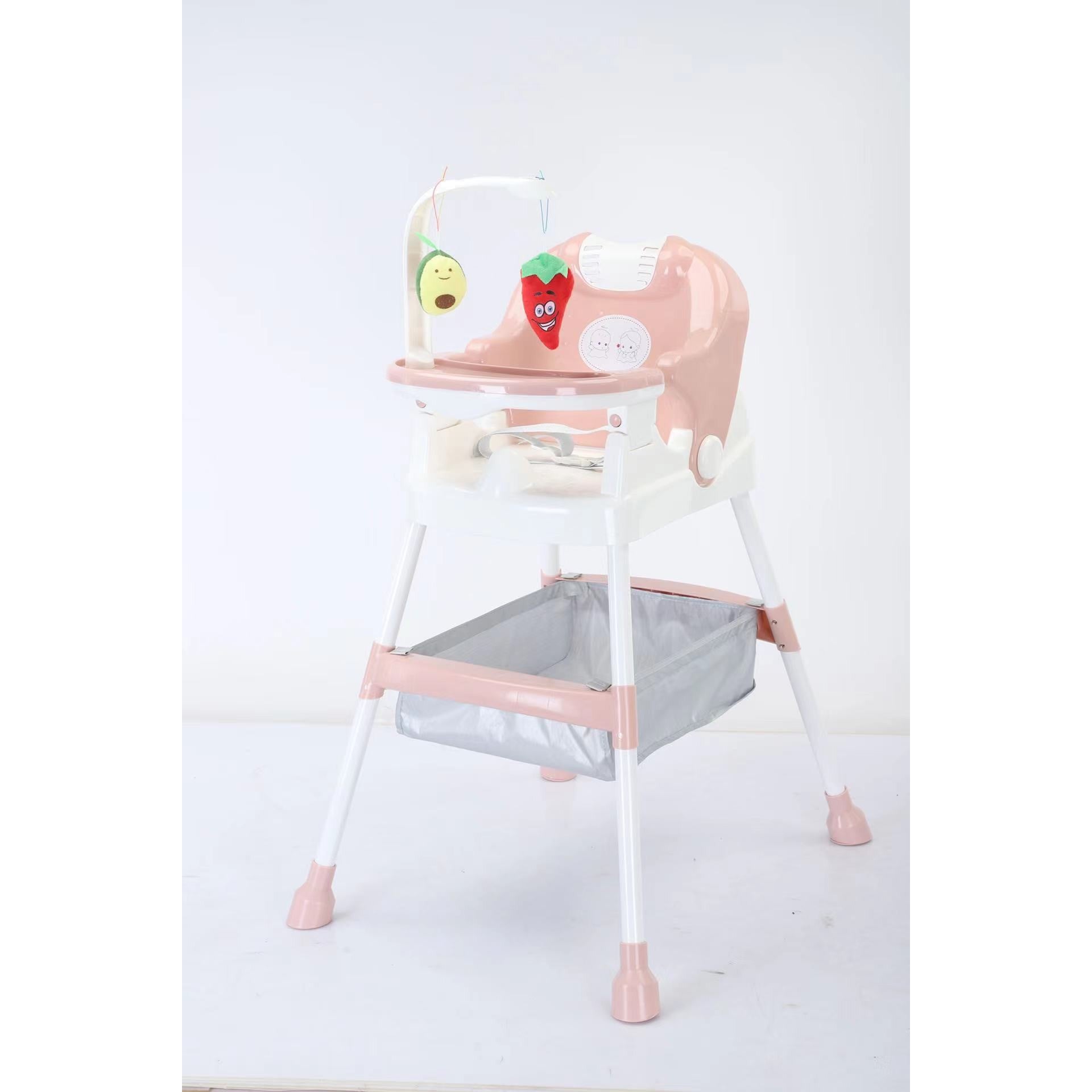 Scaun de Masa pentru Copii, Flippy, Multifunctional, Pliabil, cu Roti, Cos de Depozitare, din Plastic, Centura de Siguranta, Suport de Agatat Jucarii, 110 x 60 x 70 cm, Roz-4