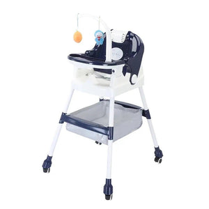 Scaun de Masa pentru Copii, Flippy, Multifunctional, Pliabil, cu Roti, Cos de Depozitare, din Plastic, Centura de Siguranta, Suport de Agatat Jucarii, 110 x 60 x 70 cm, Albastru-0