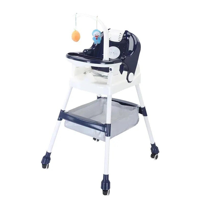 Scaun de Masa pentru Copii, Flippy, Multifunctional, Pliabil, cu Roti, Cos de Depozitare, din Plastic, Centura de Siguranta, Suport de Agatat Jucarii, 110 x 60 x 70 cm, Albastru-0