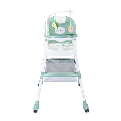 Scaun de Masa pentru Copii, Flippy, Multifunctional, Pliabil, cu Roti, Cos de Depozitare, din Plastic, Centura de Siguranta, Suport de Agatat Jucarii, 110 x 60 x 70 cm, Verde-1