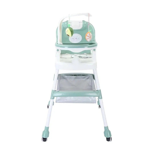Scaun de Masa pentru Copii, Flippy, Multifunctional, Pliabil, cu Roti, Cos de Depozitare, din Plastic, Centura de Siguranta, Suport de Agatat Jucarii, 110 x 60 x 70 cm, Verde-1