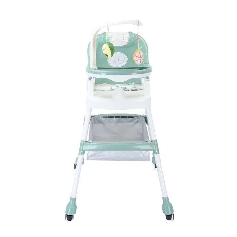 Scaun de Masa pentru Copii, Flippy, Multifunctional, Pliabil, cu Roti, Cos de Depozitare, din Plastic, Centura de Siguranta, Suport de Agatat Jucarii, 110 x 60 x 70 cm, Verde-1