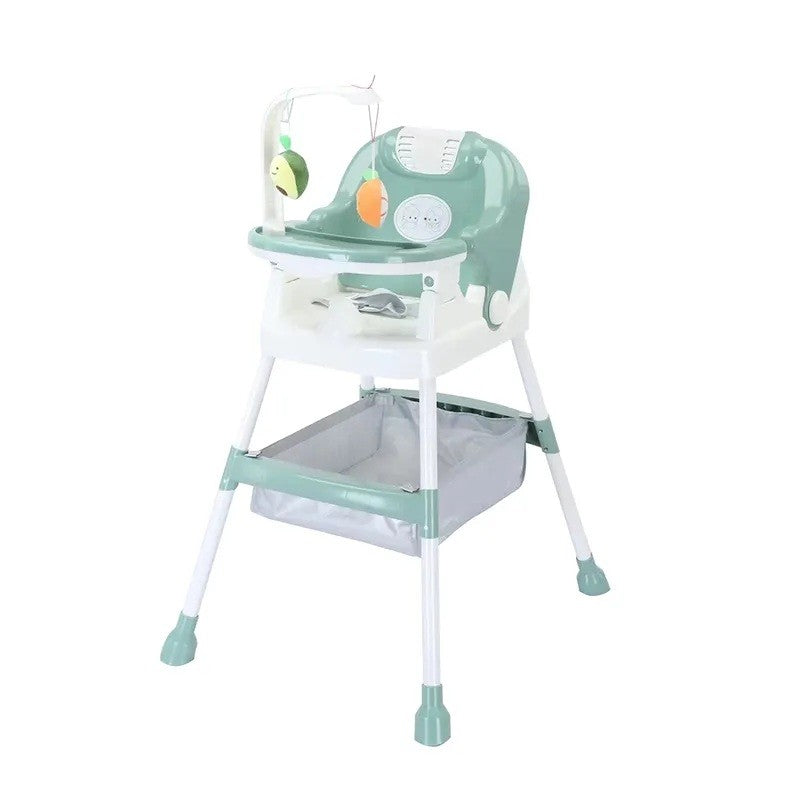 Scaun de Masa pentru Copii, Flippy, Multifunctional, Pliabil, cu Roti, Cos de Depozitare, din Plastic, Centura de Siguranta, Suport de Agatat Jucarii, 110 x 60 x 70 cm, Verde-0