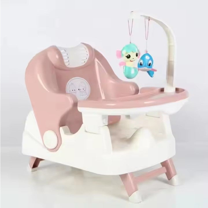 Scaun pentru Copii 2 in 1, Flippy, pentru Servit Masa si pentru Baie, Multifunctional, Pliabil, Portabil, din Plastic, Spatar Reglabil, 58 x 39 cm, Roz-2