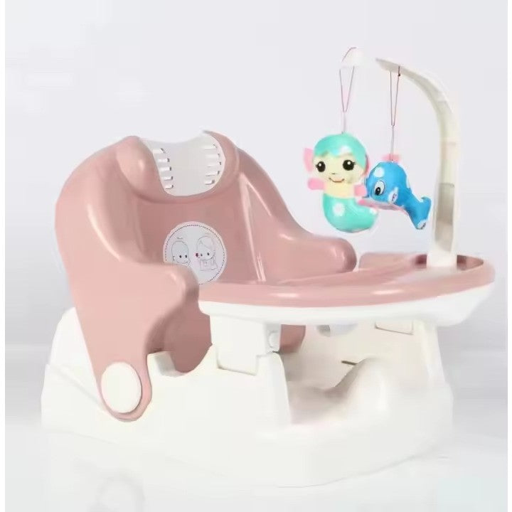 Scaun pentru Copii 2 in 1, Flippy, pentru Servit Masa si pentru Baie, Multifunctional, Pliabil, Portabil, din Plastic, Spatar Reglabil, 58 x 39 cm, Roz-3