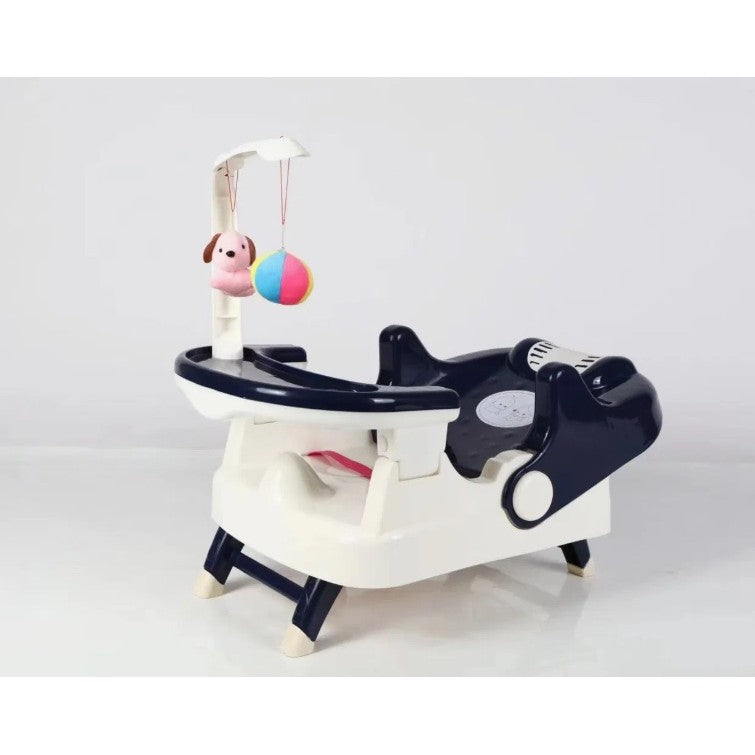 Scaun pentru Copii 2 in 1, Flippy, pentru Servit Masa si pentru Baie, Multifunctional, Pliabil, Portabil, din Plastic, Spatar Reglabil, 58 x 39 cm, Albastru-1