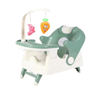 Scaun pentru Copii 2 in 1, Flippy, pentru Servit Masa si pentru Baie, Multifunctional, Pliabil, Portabil, din Plastic, Spatar Reglabil, 58 x 39 cm, Verde Deschis-0