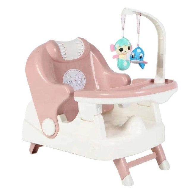 Scaun pentru Copii 2 in 1, Flippy, pentru Servit Masa si pentru Baie, Multifunctional, Pliabil, Portabil, din Plastic, Spatar Reglabil, 58 x 39 cm, Roz-0