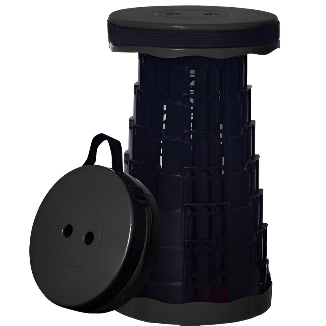Scaun Telescopic Pliabil pentru Camping si Pescuit, Flippy, Portabil, Universal, Sustine 150 kg, ABS, Diametru 25 cm, Extensibil, Inaltime 45 cm, Negru-1