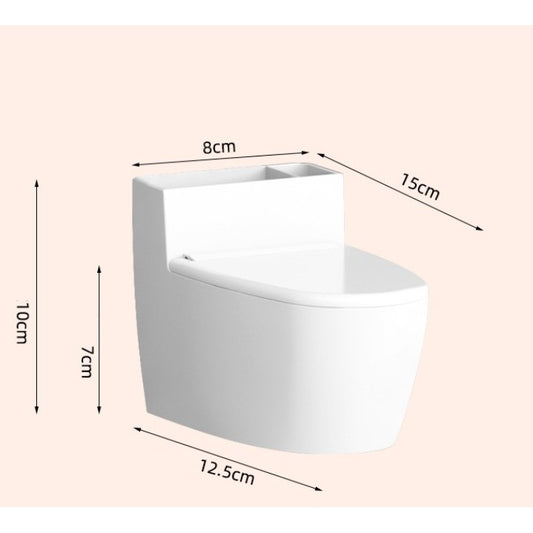 Scrumiera creativa Flippy, Forma de Toaleta, Capac Alb , Material ABS si Otel Inoxidabil, 12.5 x 10 x 8 cm, Fixare prin Lipire sau De Sine Statator, pentru Baie, Camera, Bucatarie, Balcon, Alb, model 2-1
