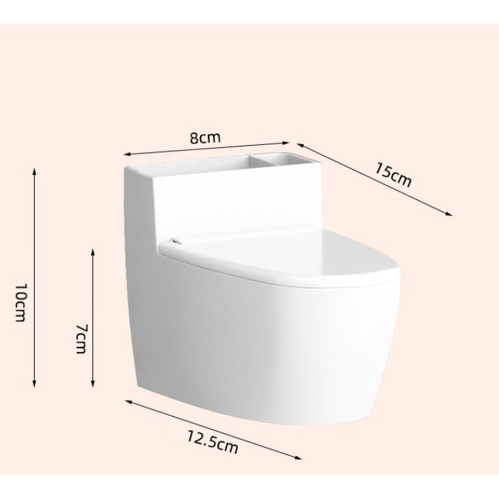 Scrumiera creativa Flippy, Forma de Toaleta, Capac Alb , Material ABS si Otel Inoxidabil, 12.5 x 10 x 8 cm, Fixare prin Lipire sau De Sine Statator, pentru Baie, Camera, Bucatarie, Balcon, Alb, model 2-1