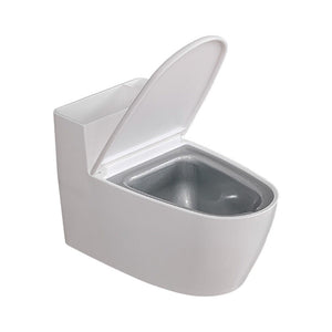 Scrumiera creativa Flippy, Forma de Toaleta, Capac Alb , Material ABS si Otel Inoxidabil, 12.5 x 10 x 8 cm, Fixare prin Lipire sau De Sine Statator, pentru Baie, Camera, Bucatarie, Balcon, Alb, model 2-0