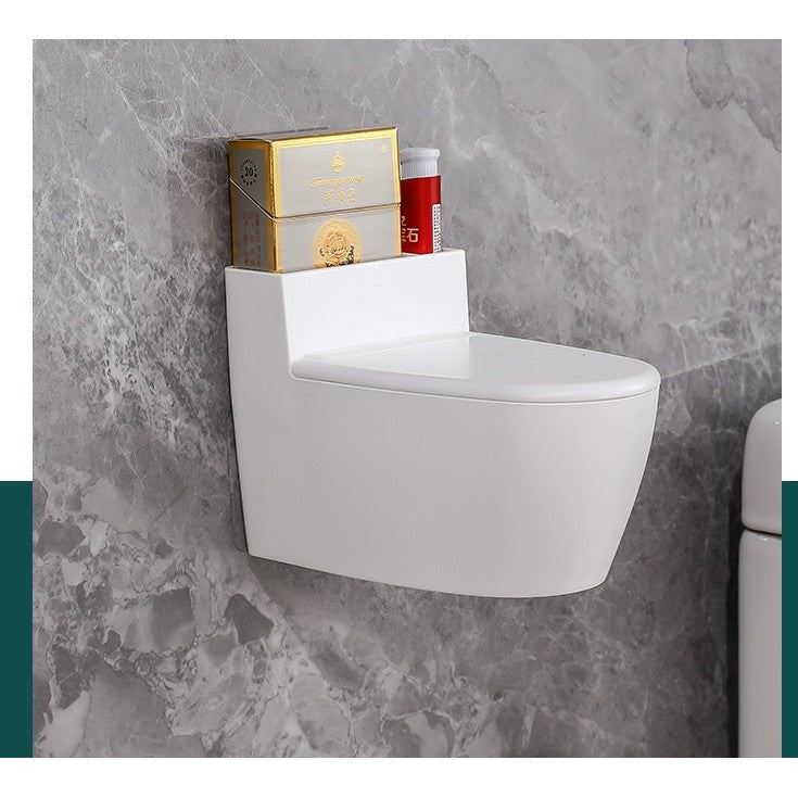 Scrumiera creativa Flippy, Forma de Toaleta, Capac Alb , Material ABS si Otel Inoxidabil, 12.5 x 9.8 x 8.4 cm, Fixare prin Lipire sau De Sine Statator, pentru Baie, Camera, Bucatarie, Balcon, Alb-3