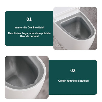 Scrumiera creativa Flippy, Forma de Toaleta, Capac Auriu, Material ABS si Otel Inoxidabil, 12.5 x 9.8 x 8.4 cm, Fixare prin Lipire sau De Sine Statator, pentru Baie, Camera, Bucatarie, Balcon, Auriu-4