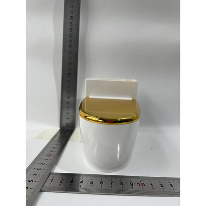 Scrumiera creativa Flippy, Forma de Toaleta, Capac Auriu, Material ABS si Otel Inoxidabil, 12.5 x 9.8 x 8.4 cm, Fixare prin Lipire sau De Sine Statator, pentru Baie, Camera, Bucatarie, Balcon, Auriu-5