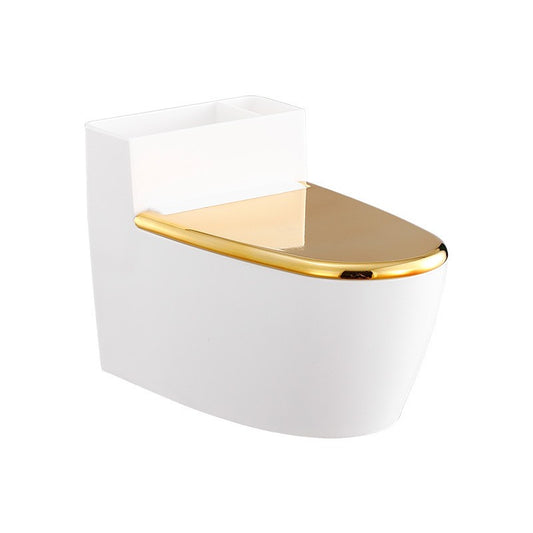 Scrumiera creativa Flippy, Forma de Toaleta, Capac Auriu, Material ABS si Otel Inoxidabil, 12.5 x 9.8 x 8.4 cm, Fixare prin Lipire sau De Sine Statator, pentru Baie, Camera, Bucatarie, Balcon, Auriu-0