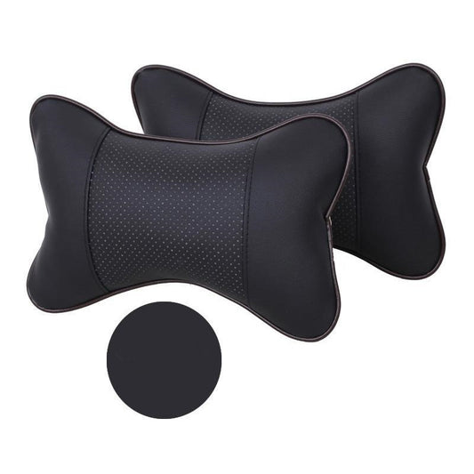 Set 2 buc. perne tetiere auto, pentru sustinere gat din piele ecologica, culoare NEGRU-1
