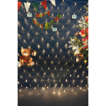 Sectiune Instalatie de Craciun Flippy, Tip Plasa, 120 LED-uri, 1.5 x 1.5 m, 8 jocuri de lumini, Interconectabila, Fir transparent, Alb cald-1