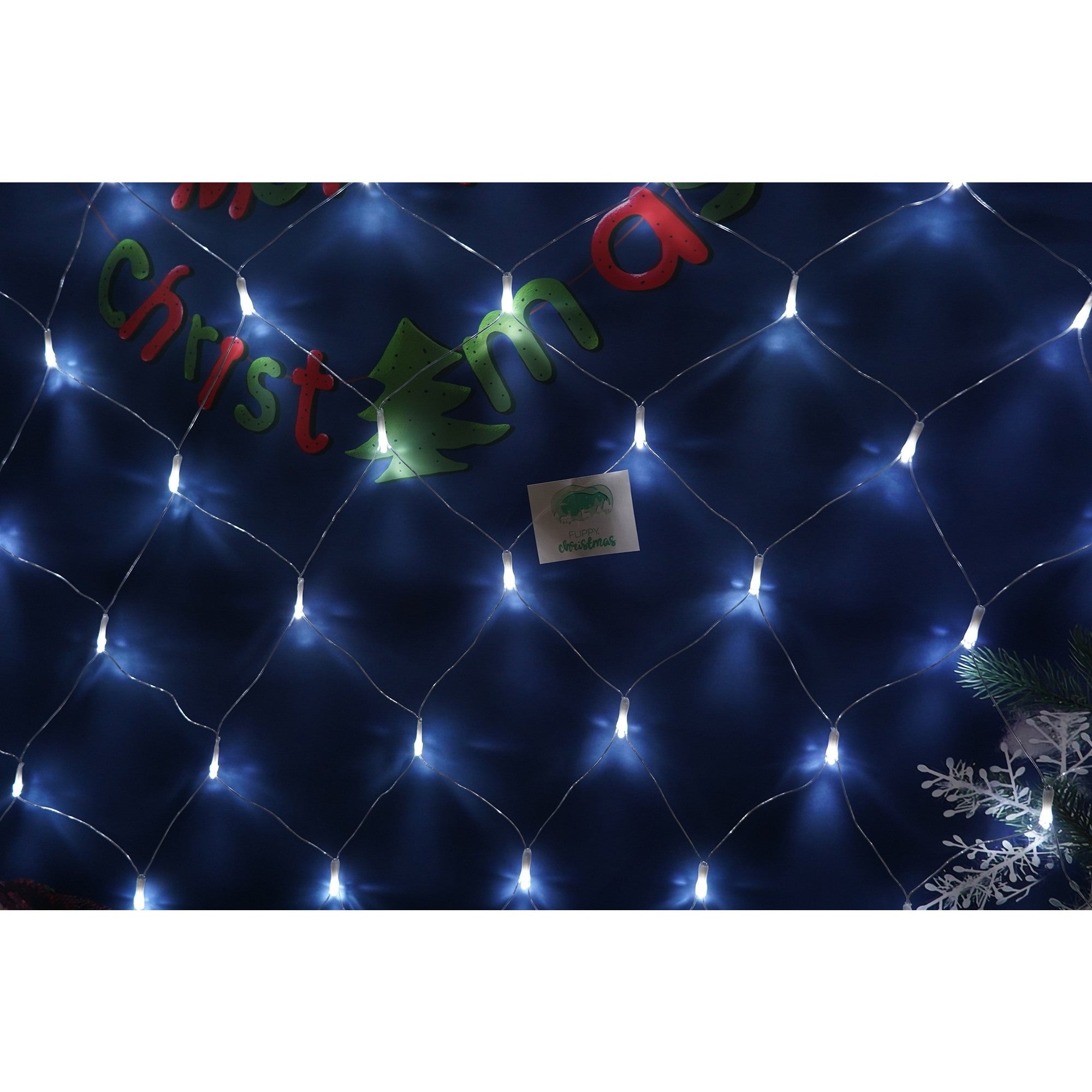 Sectiune Instalatie de Craciun Flippy, Tip Plasa, 160 LED-uri, 3 m x 1 m, 8 jocuri de lumini, Interconectabila, Fir transparent, Alb rece-2