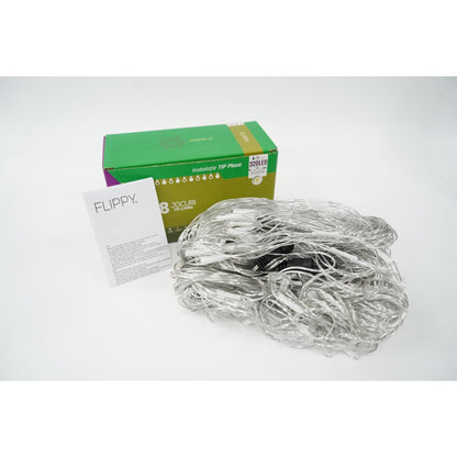 Sectiune Instalatie de Craciun Flippy, Tip Plasa, 320 LED-uri, 3 m x 3 m, 8 jocuri de lumini, Interconectabila, Fir transparent, Alb cald-3