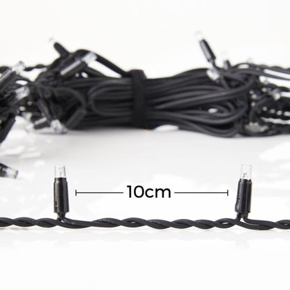 Sectiune Instalatie de Craciun Flippy® Tip Turturi, Franjuri cu Flash, IP65, Sectiune 5 m, 120 LED-uri, Interconectabila, Fir Negru, Alb Rece, Atentie! nu contine alimentator-1