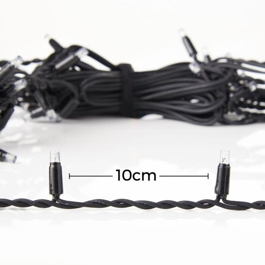 Sectiune Instalatie de Craciun Flippy® Tip Turturi, Franjuri cu Flash, IP65, Sectiune 5 m, 120 LED-uri, Interconectabila, Fir Negru, Alb Rece, Atentie! nu contine alimentator-1